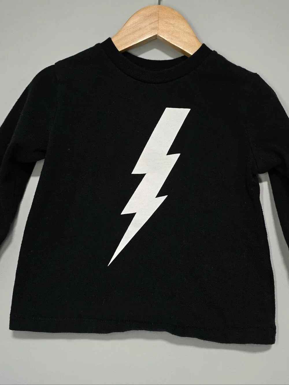 Kids Black Lightning Bolt Long Sleeve Shirt